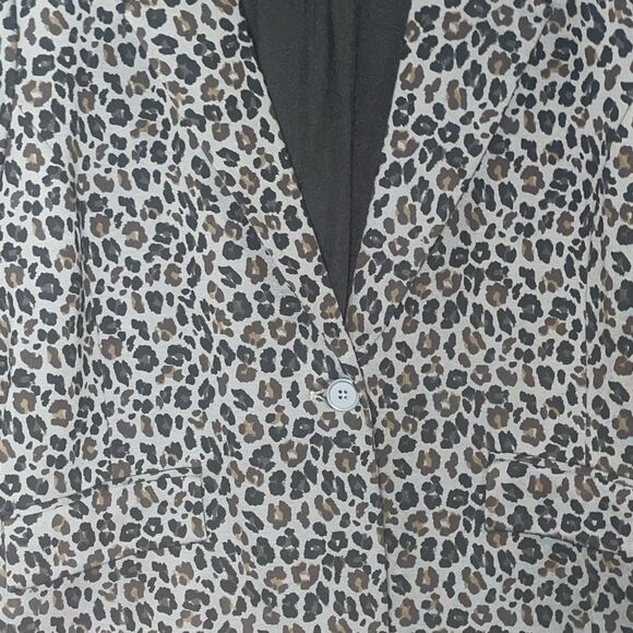 Diane Gilman Womens Leopard Print Blazer Size 1X Mob Wife Office Neutral Career - Picture 3 of 13